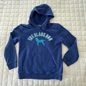 THE BLACK DOG Hoodie Boys Medium Blue Pullover Logo Marthas Vineyard Athleisure
